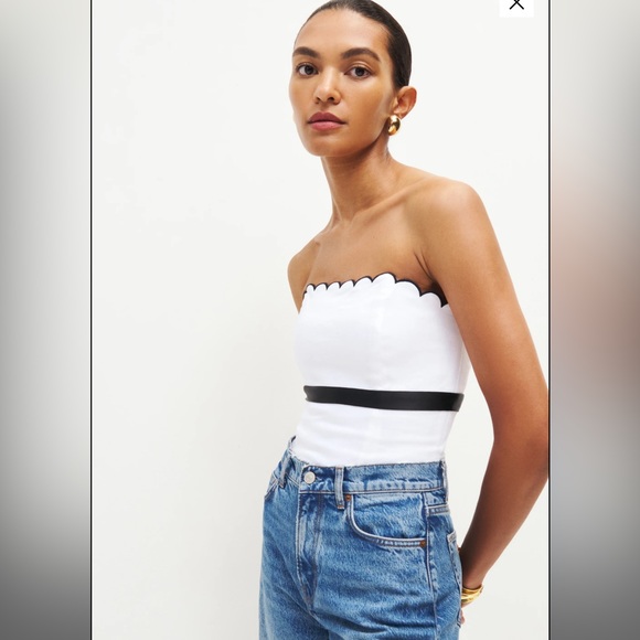 Reformation Tops - NWT Reformation Evelyn Linen Top in White Sleeveless Scalloped Hem (10)